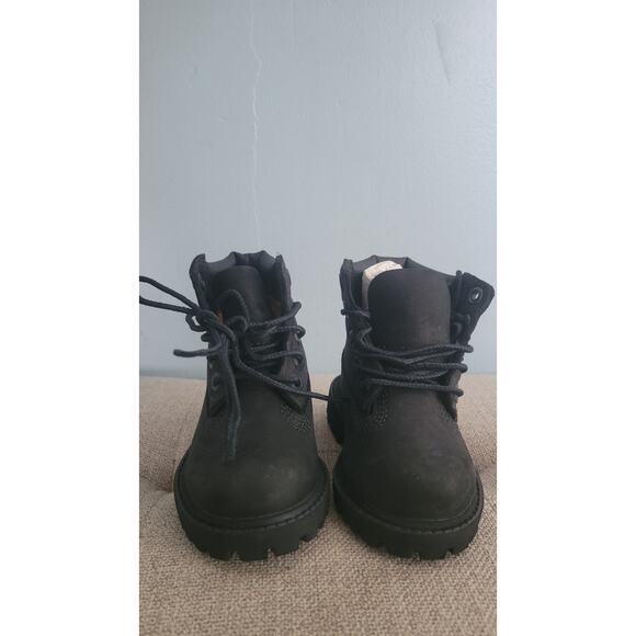 TIMBERLAND TODDLER PREM 6 INCH BOOT BLACK NUBUCK SIZE 4 NWOB - Picture 2 of 8